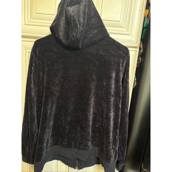 SJB Active Women's Velvet Velour Full Zip Hoodie Sweatshirt Black XL - Picture 4 of 9